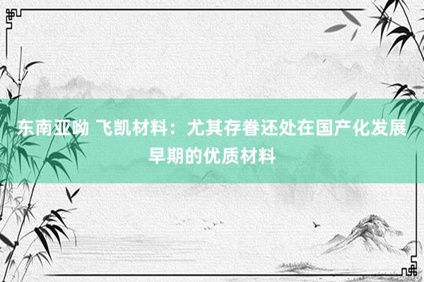 东南亚呦 飞凯材料：尤其存眷还处在国产化发展早期的优质材料