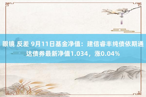 眼镜 反差 9月11日基金净值：建信睿丰纯债依期通达债券最新净值1.034，涨0.04%