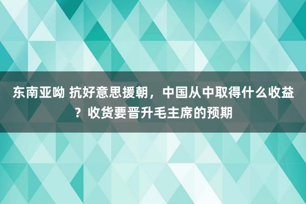 东南亚呦 抗好意思援朝，中国从中取得什么收益？收货要晋升毛主席的预期