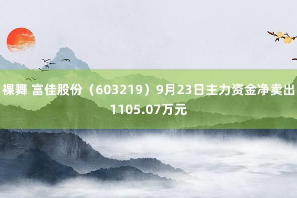 裸舞 富佳股份（603219）9月23日主力资金净卖出1105.07万元