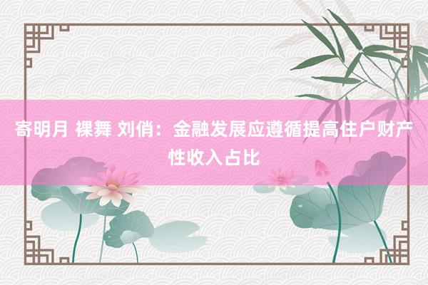 寄明月 裸舞 刘俏：金融发展应遵循提高住户财产性收入占比