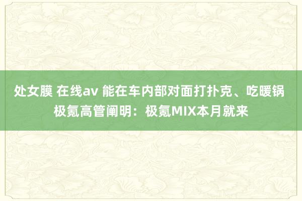 处女膜 在线av 能在车内部对面打扑克、吃暖锅 极氪高管阐明：极氪MIX本月就来