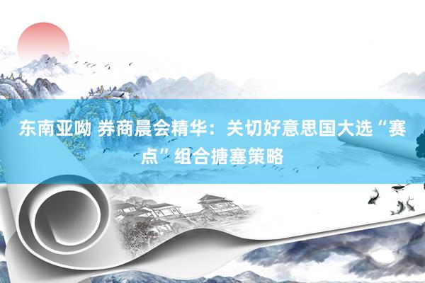 东南亚呦 券商晨会精华：关切好意思国大选“赛点”组合搪塞策略