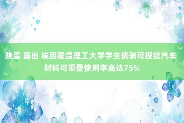 跳蛋 露出 埃因霍温理工大学学生诱骗可捏续汽车 材料可重叠使用率高达75%