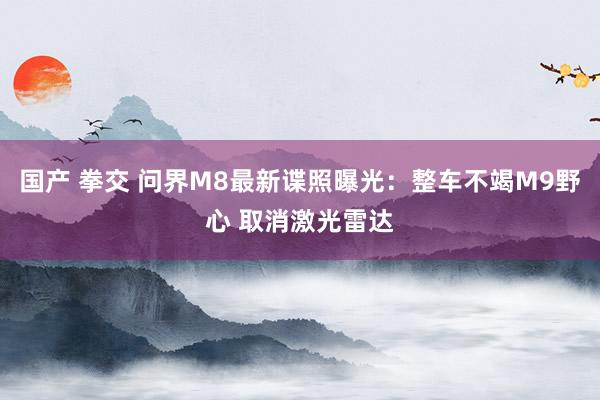 国产 拳交 问界M8最新谍照曝光：整车不竭M9野心 取消激光雷达