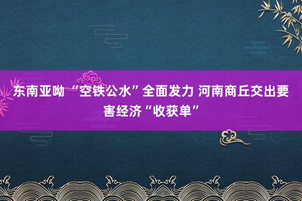 东南亚呦 “空铁公水”全面发力 河南商丘交出要害经济“收获单”