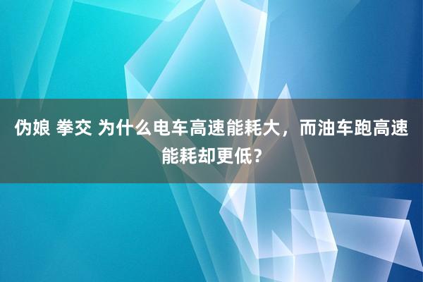 伪娘 拳交 为什么电车高速能耗大，而油车跑高速能耗却更低？