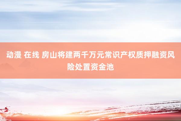 动漫 在线 房山将建两千万元常识产权质押融资风险处置资金池