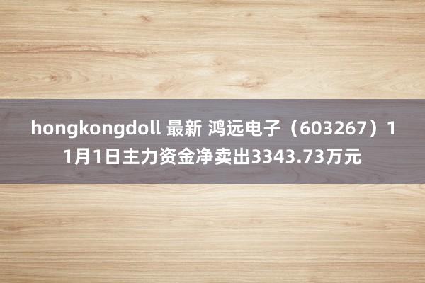 hongkongdoll 最新 鸿远电子（603267）11月1日主力资金净卖出3343.73万元