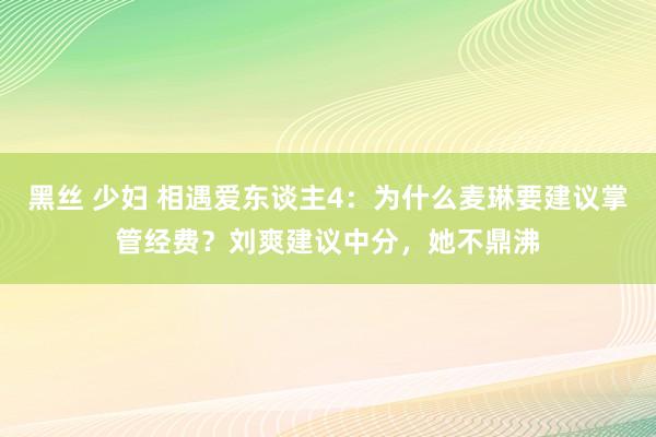 黑丝 少妇 相遇爱东谈主4：为什么麦琳要建议掌管经费？刘爽建议中分，她不鼎沸