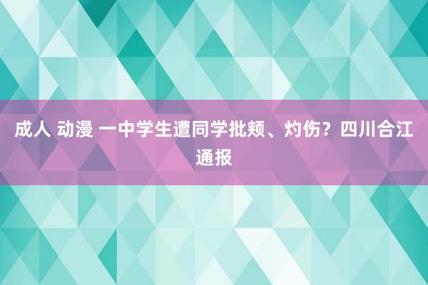 成人 动漫 一中学生遭同学批颊、灼伤？四川合江通报