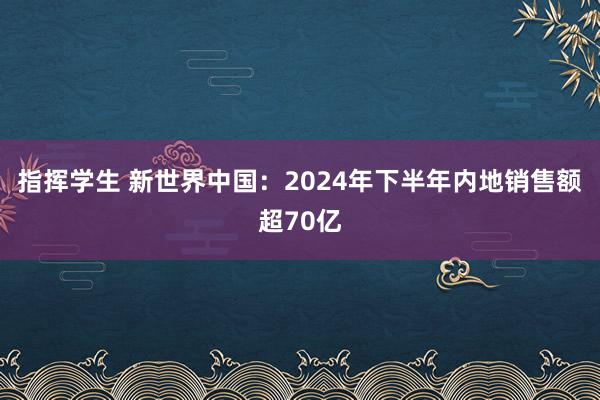 指挥学生 新世界中国：2024年下半年内地销售额超70亿