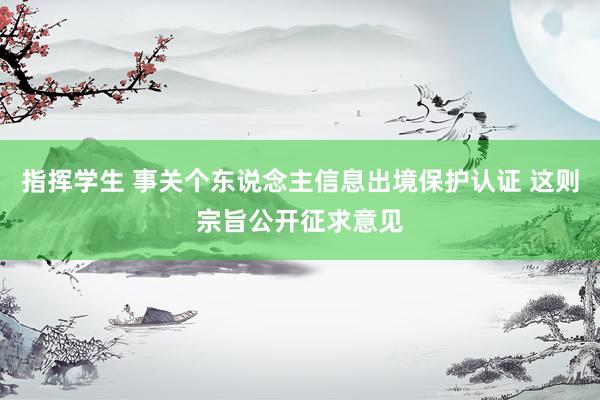 指挥学生 事关个东说念主信息出境保护认证 这则宗旨公开征求意见