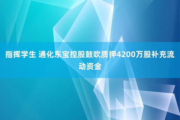 指挥学生 通化东宝控股鼓吹质押4200万股补充流动资金