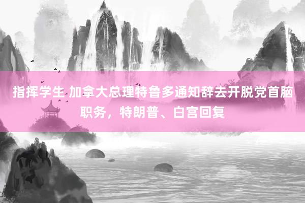 指挥学生 加拿大总理特鲁多通知辞去开脱党首脑职务，特朗普、白宫回复